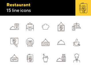 Canvas Print - Restaurant line icon set