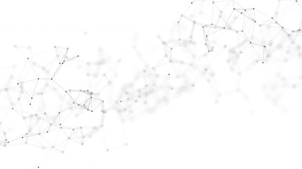 Abstract animated black and white background. Lines, points, polygons. Looped footage. 4K.