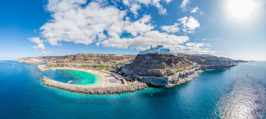 Amazing landscape with Amadores beach and coast on Gran Canaria, Spain