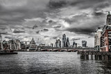Fototapeta Mosty linowy / wiszący - Cityscape from tower bridge in dramatic style, London