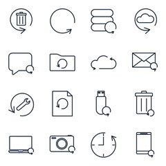 Leinwandbilder - Backup, Restore data and recover document Set icon template color editable. Recovery line pack symbol vector sign isolated on white background illustration for graphic and web design.