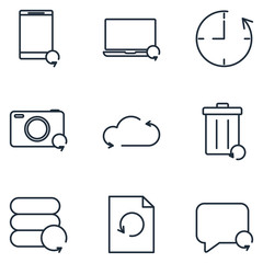 Leinwandbilder - Backup, Restore data and recover document Set icon template color editable. Recovery line pack symbol vector sign isolated on white background illustration for graphic and web design.