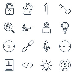 Fototapete - Business strategy Set icon template color editable. Startup pack symbol vector sign isolated on white background illustration for graphic and web design.