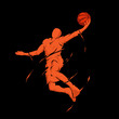 slam dunk jump splash basketball player