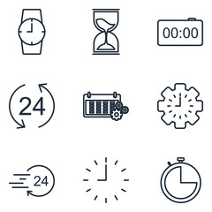 Poster - Time and clock line Set icon template color editable. Time pack symbol vector sign isolated on white background illustration for graphic and web design.
