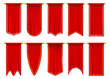 Vertical red flags or banners, 3d pennant