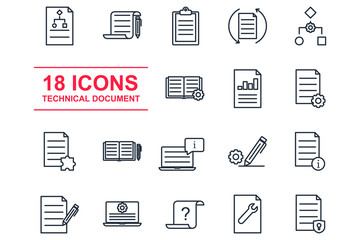 Fototapete - Technical Documentation Set icon template color editable. Instruction, Plan and Manual pack symbol vector sign isolated on white background illustration for graphic and web design.