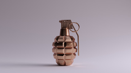 Bronze Hand Grenade with Ring 3d illustration 3d render	