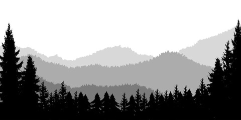 poster template with wild mountains landscape. design element for banner, flyer, card. vector illust