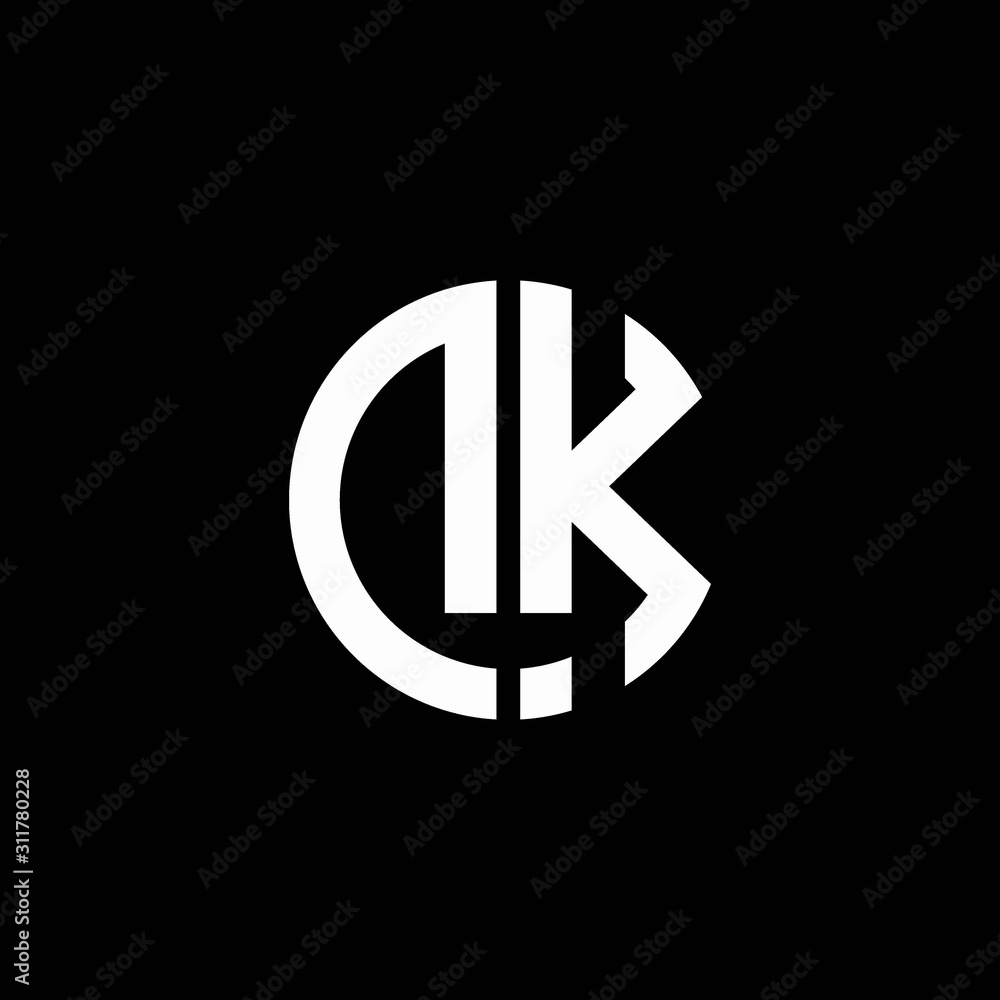 DK monogram logo circle ribbon style design template
