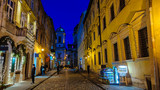Fototapeta Uliczki - Night Lviv old city architecture in the Christmas