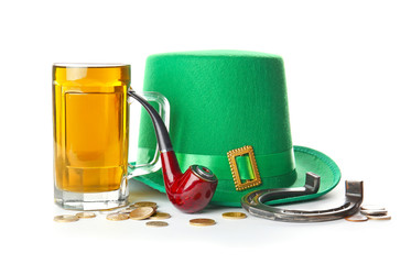 Composition for St. Patrick's Day on white background