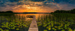 Leinwandbild Motiv Panorama of beautiful sunrise over lake