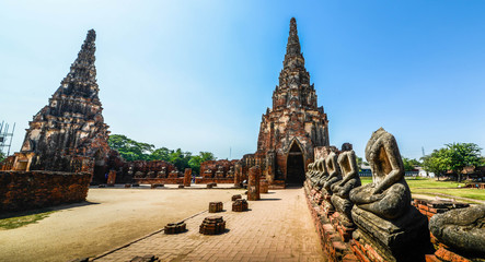 A beautiful view of buddhist temple in Ayutthaya, Thailand.