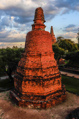 A beautiful view of Wat Ratchaburana temple in Ayutthaya, Thailand.