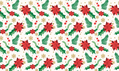 Sticker - Seamless beautiful Christmas floral pattern, template for leaf floral wallpaper.