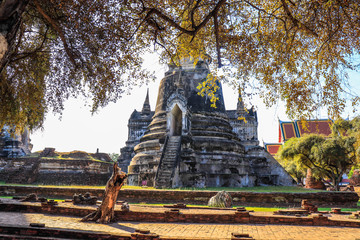 A beautiful view of Wat Phra Si Sanphet temple in Ayutthaya, Thailand.