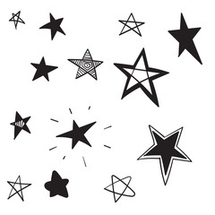 doodle star collection isolated background