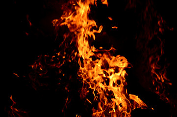 Fire on a black background