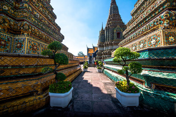 A beautiful view of Wat Pho temple in Bangkok, Thailand.