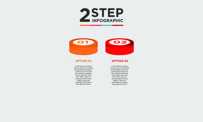 2 step infographic element. Business concept with twooptions and number, steps or processes. data visualization. Vector illustration.