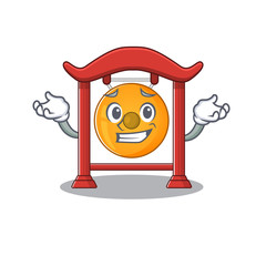 Wall Mural - Cute and Cool Grinning chinese gong Scroll mascot cartoon style