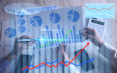 Financial chart with a growth arrows. Business, Investment