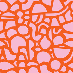 contemporary seamless pattern with simple geometric shapes in pink and red colors. stylish abstract 
