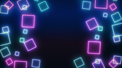 Wall Mural - abstract retro sci-fi neon bright lens flare colored on black background. laser show colorful design