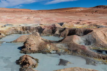 Geyser and hot spring on the altiplano in Bolivia