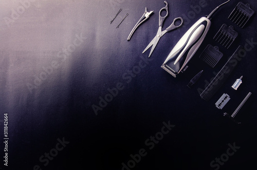 Fotografía Shaving, Razor, brush, Comb, scissor, clippers and hair trimmer