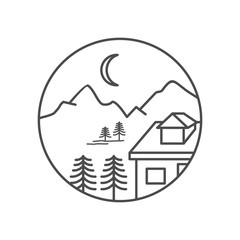 Wall Mural - mountain and mono line logo, icon and template