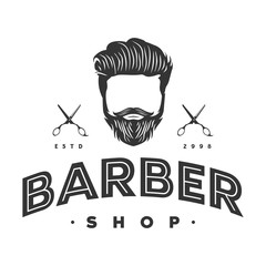 Wall Mural - retro barbershop logo, icon and illustration