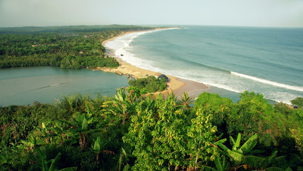 beautiful view over cost landscape in ghana next to cape coast (butre beach)