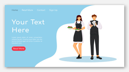 Wall Mural - restaurant staff landing page vector template. catering website interface idea with flat illustratio