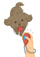 Poster - Dog Hand Clicker Training Illustration