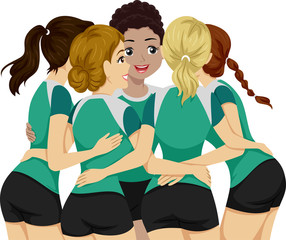 Sticker - Teens Girls Sports Club Volleyball Illustration