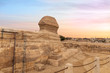 The Great Sphinx and the buildings of Giza, Cairo, Egypt