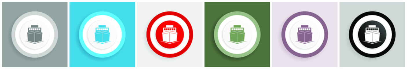 Aufkleber - Ship icon, boat, travel, marine vector illustrations in 6 colors options for web design and mobile applications in eps 10