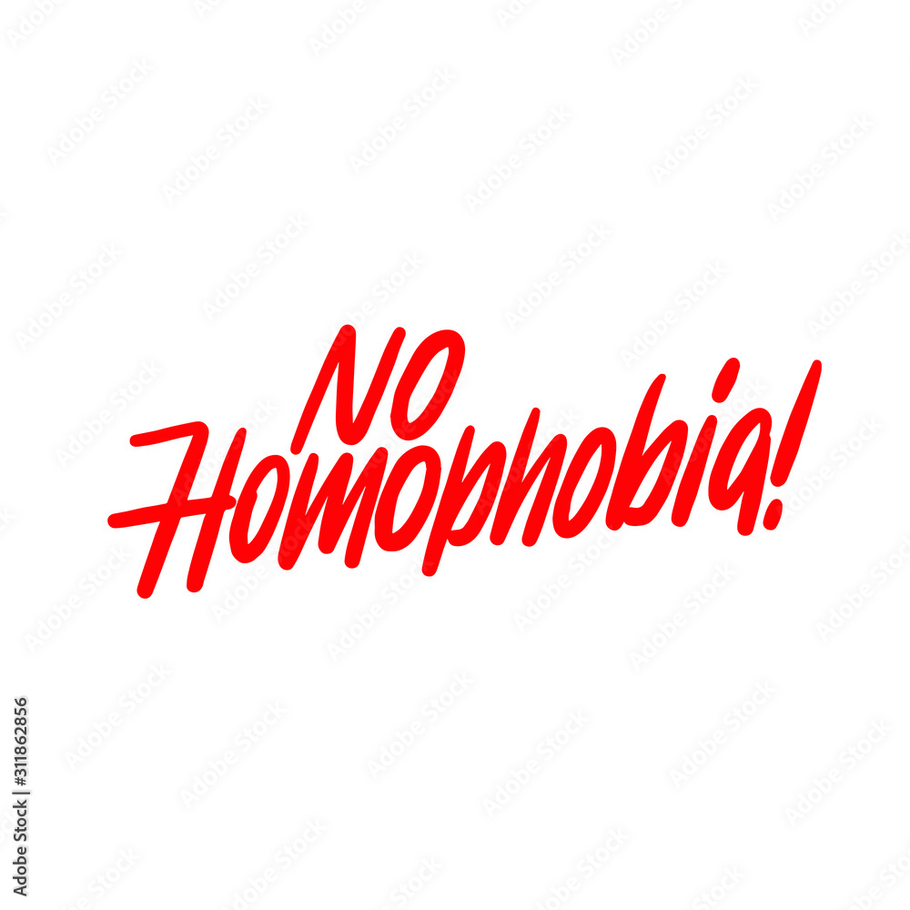 No homophobia! Gay pride slogan with hand written lettering. Inspirational  LGBT rights concept poster. Homosexuality emblem. Print vector design Stock  Vector | Adobe Stock, image size:1000x1000