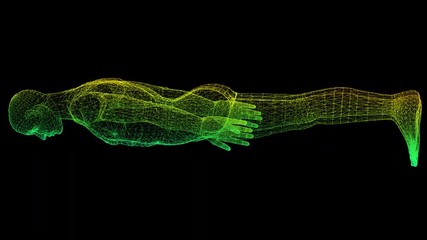 Aufkleber - Futuristic head up display motion element virtual biomedical holographic human body scan neurological examination, axial skeleton, vertebral column, DNA and heart diagnostic for background display