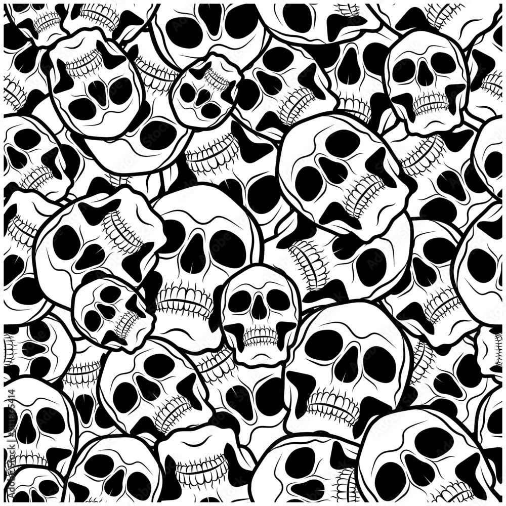 Seamless pattern with skulls. Vector illustration. Halloween background ...