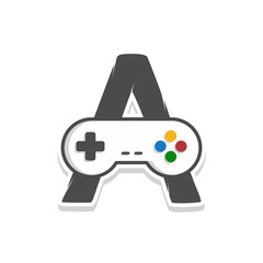 initial alphabet game console joystick controller icon logo sign