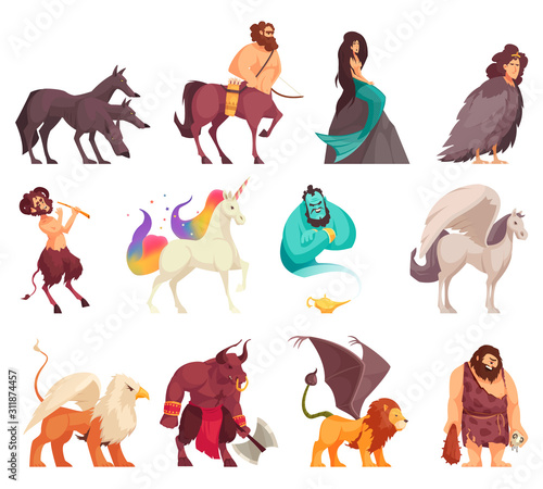 Mythical Creatures Cartoon Set Tableau sur Toile