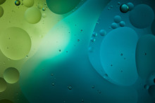 Beautiful Abstract Background From Mixed Water And Oil In Blue And Green Color