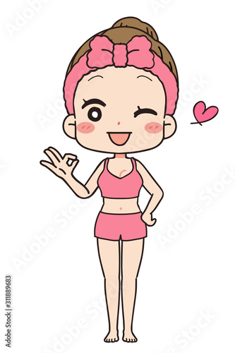 Okポーズをする女性の正面イラスト 全身図 Buy This Stock Vector And Explore Similar Vectors At Adobe Stock Adobe Stock