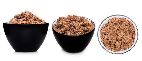 Black bowl with natural organic granola cereal