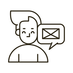 Sticker - young man with speech bubble and envelope