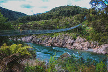 Swingbridge At Buller Gorge Above Buller River, South Island, New Zealand
