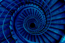 Spiral Staircase Goes In The Centre, Looks Like A Snail. Toned In Classic Blue, The Color Of The Year